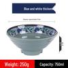 Chinese Style Melamine Noodle & Soup Bowls, Blue & White