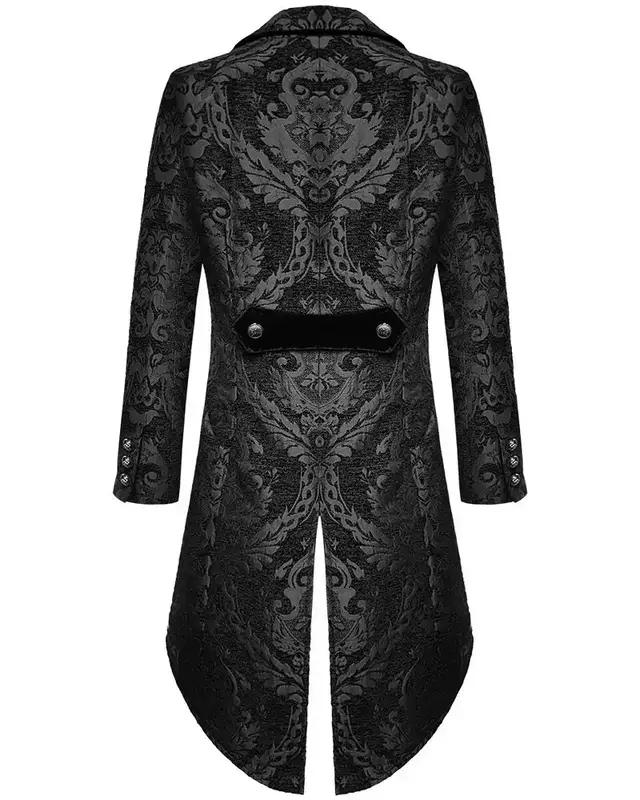 Devil Fashion Mens Gothic Steampunk Tailcoat Jacket Black Brocade Damask Wedding Halloween Tailcoat Jacket