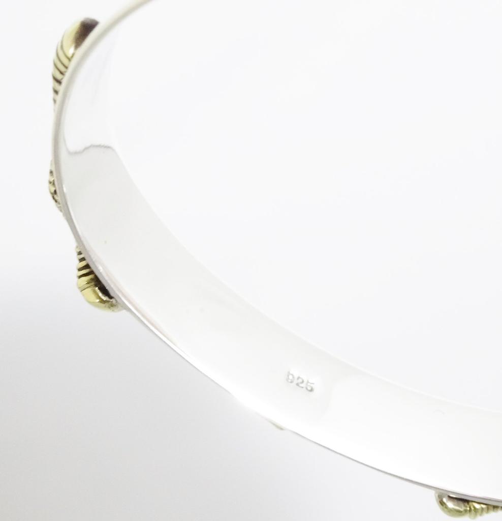 Silver 925 Bangle Bracelet for Men Eagle with Gold Metal and Double [cmy Select] (09 Claws)