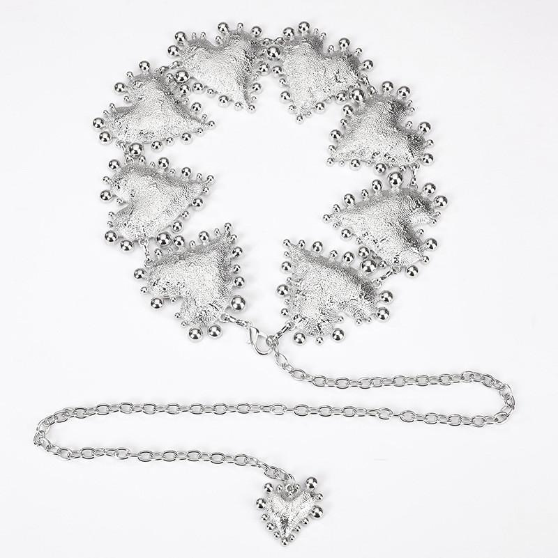 Silver And Gold Metal Waist Chain For Women Decorative Jewelry With Sculpted Details For All Seasons