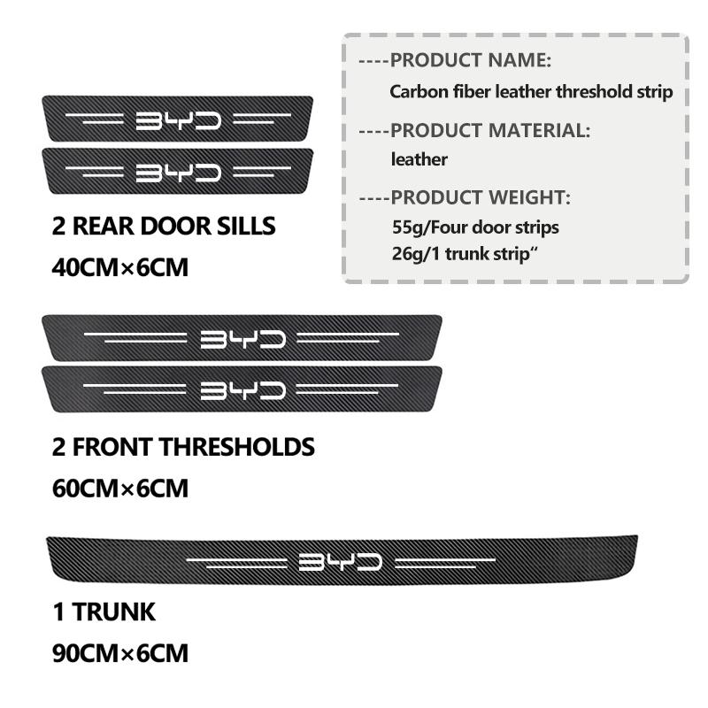 Car Door Sill Scuff Plate Decor Carbon Fiber Stickers For BYD Atto F0 G3 I3 Ea1 F3 E6 Yuan Plus Song Max Tang Dmi