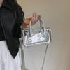 Clear Waterproof Handbag Transparent PVC Jelly Bag for Women Shoulder Messenger Purse for Beach Travel Tote and Shopping