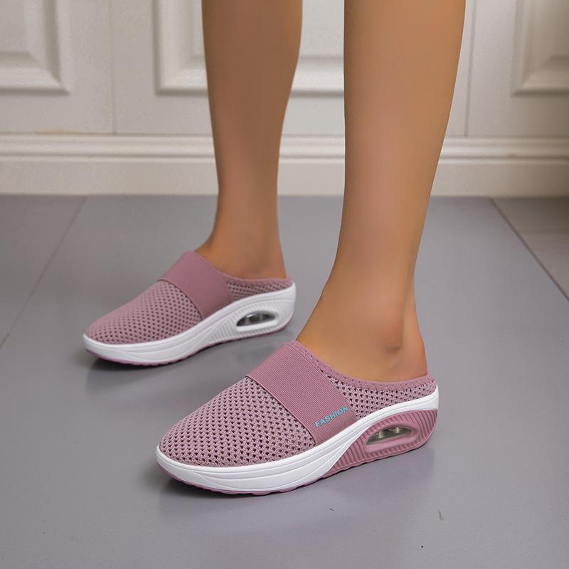 Scarpe con tacco a zeppa, Pantofole casual chiuse a punta larga, Scarpe a punta tonda, Nuove scarpe da donna