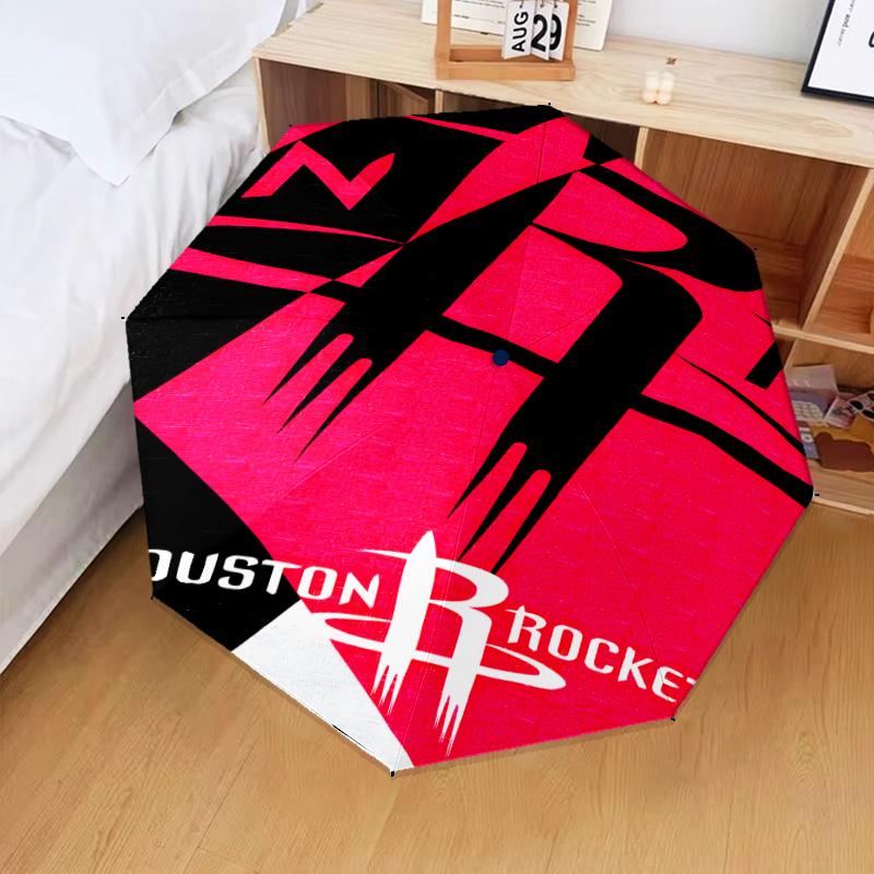 basketball Pride Rockets Umbrella Folding umbrella, automatic umbrella 8-Frame for Travel, camping Use Gift for Halloween Christmas