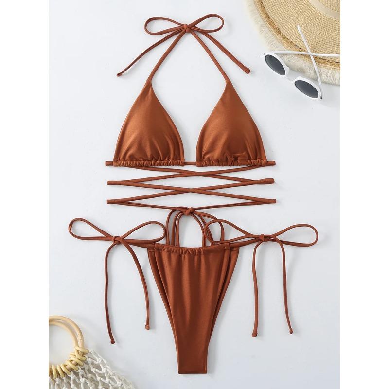 Sexy Micro Bikini 2025 Kruislings Bandage Zwemkleding Vrouw Zwempak Vrouwelijke Tanga Bikini Set 2 Delig Dames Badpak Strandkleding