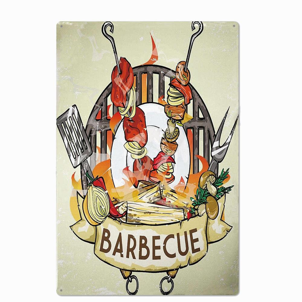 ZONA BARBECUE DEL PAPÀ Targa Retro Segni di Latta in Metallo Pub Cucina Casa Griglia Decorazione da Parete Vintage 20X30CM