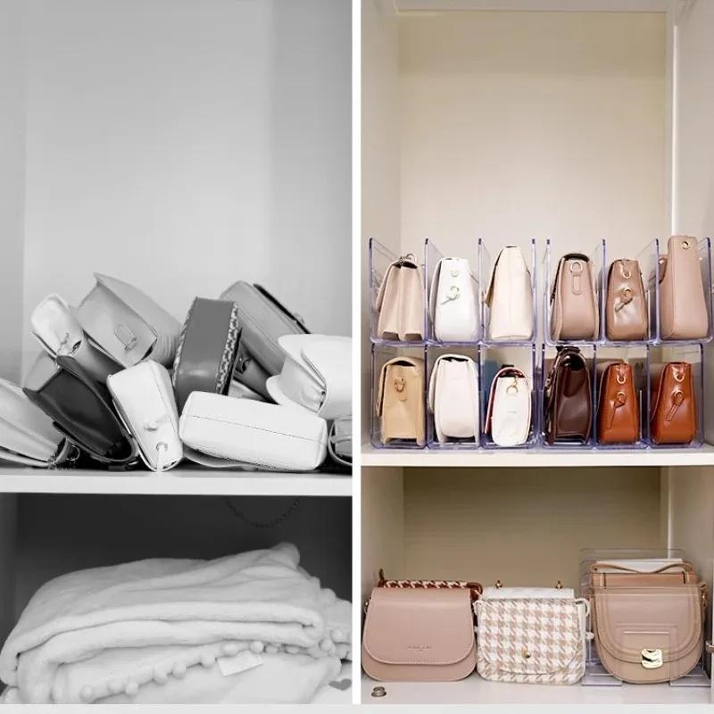 Transparent Purse Handbag Divider Shelf Household Storage Wardrobe Divider Shelf Luxury Handbag Storage Rack Bags Display Racks