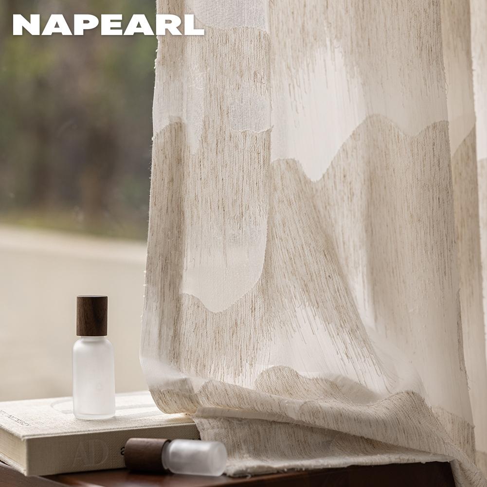 1PC NAPEARL Nordic Mountain Voile Drape Mountain Cut Flower Sheer Curtain for Bedroom Living Room Home Decor