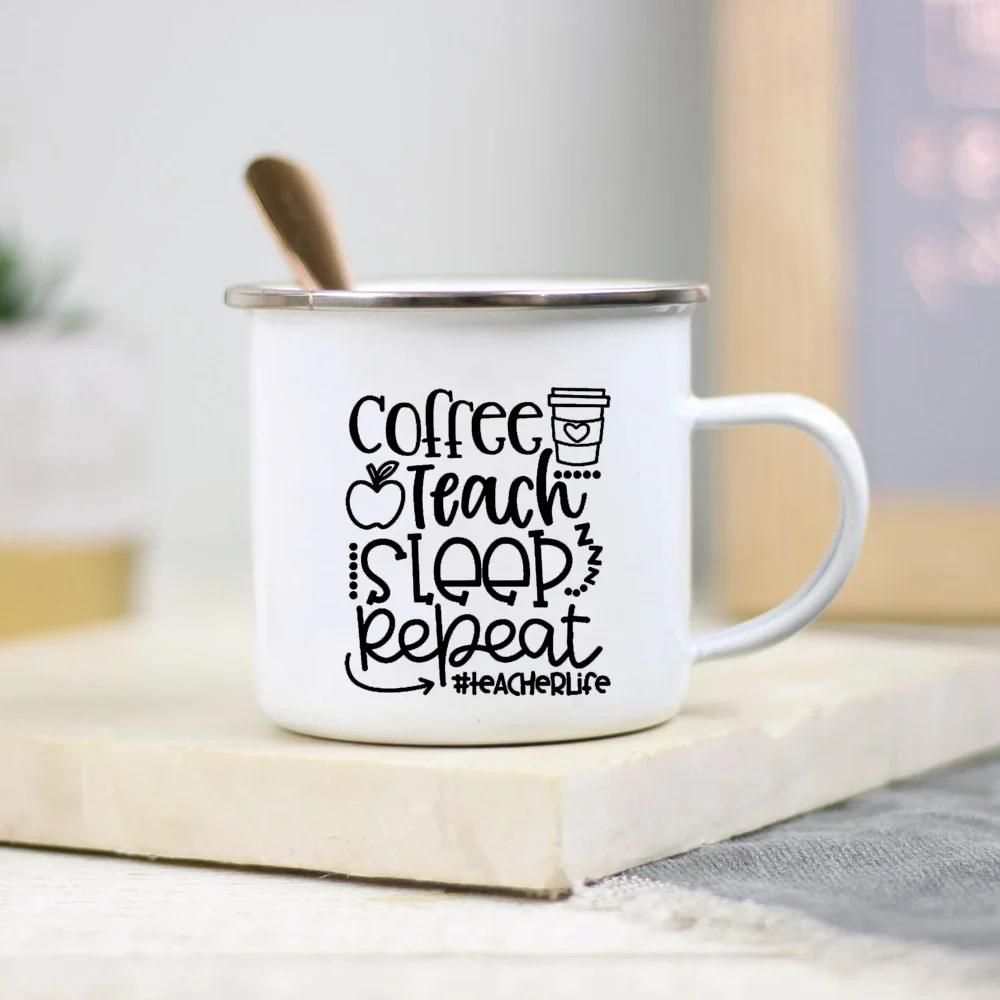 It Takes A Big Heart To Shape Little Minds Teacher Enamel Mug Creative Teacher School Water Cups Coffee Mugs Teachers Day Gifts