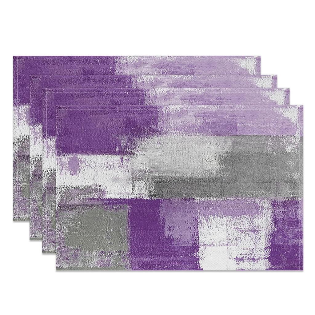 Blau-Graues Ombre Kunst-Tischset Set of 4 Modern Abstrakt Geometrische Blöcke Tischmatten 12x18 Zoll für Küchen-Esstisch-Dekoration Hitzebeständig Wasser