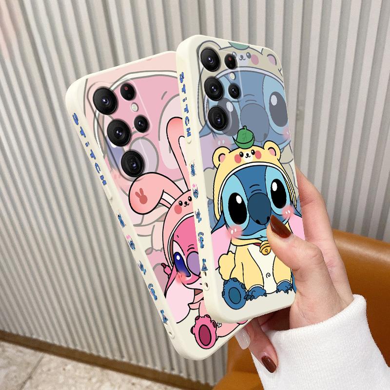 

Мультяшная пара стежка Ангел Жидкая левая веревка для Samsung Galaxy S23 S22 S21 S20 FE S10 Ultra Plus Lite 5G чехол для телефона