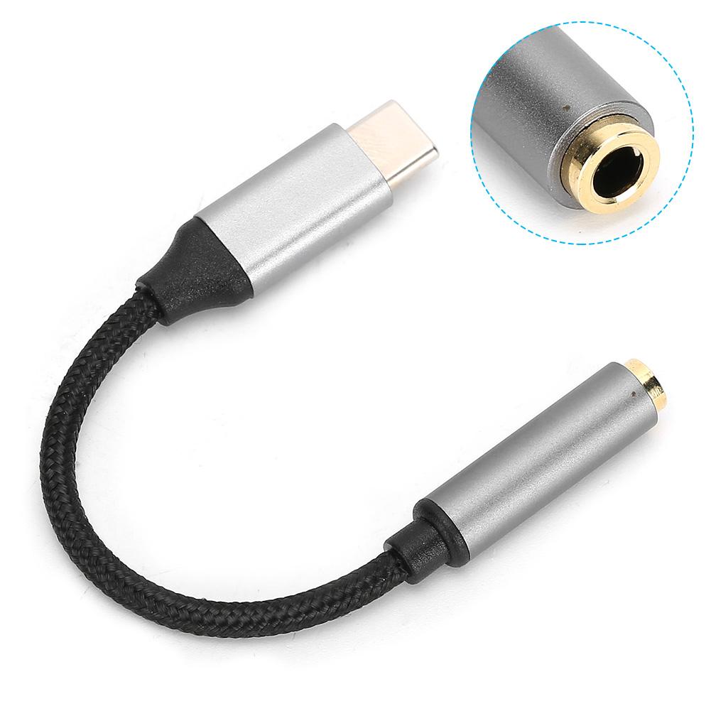 D0101 USBC Typ C Adaptérový port na 3,5MM Aux Audio Jack Kabel pro sluchátka USB(Šedá )