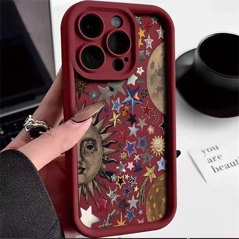 Personalized Star and Moon Applicable Iphone16pro Mobile Phone Case Apple 15 Europe, America and 14 Foreign Trade 13promax New 12x