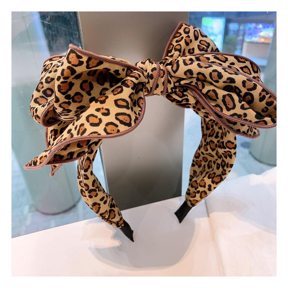Vintage Leopard Print Headband With Big Bowknot Center for Women's Party Hair Accessory Fashionable Present Headwear