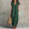 2026 Spring/Summer New Bohemian Style Long Dress for Women with Flutter Sleeves, Casual Solid Color Long Dress