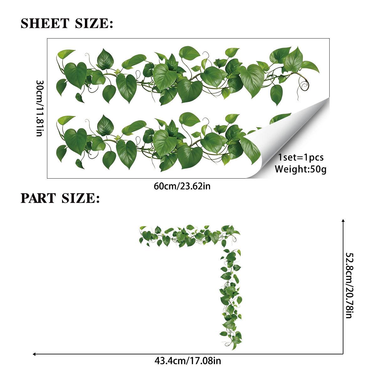 

Faux Pothos Vine Self Adhesive Wall Sticker Green Plant Home Decor 30cmx60cm зелёный