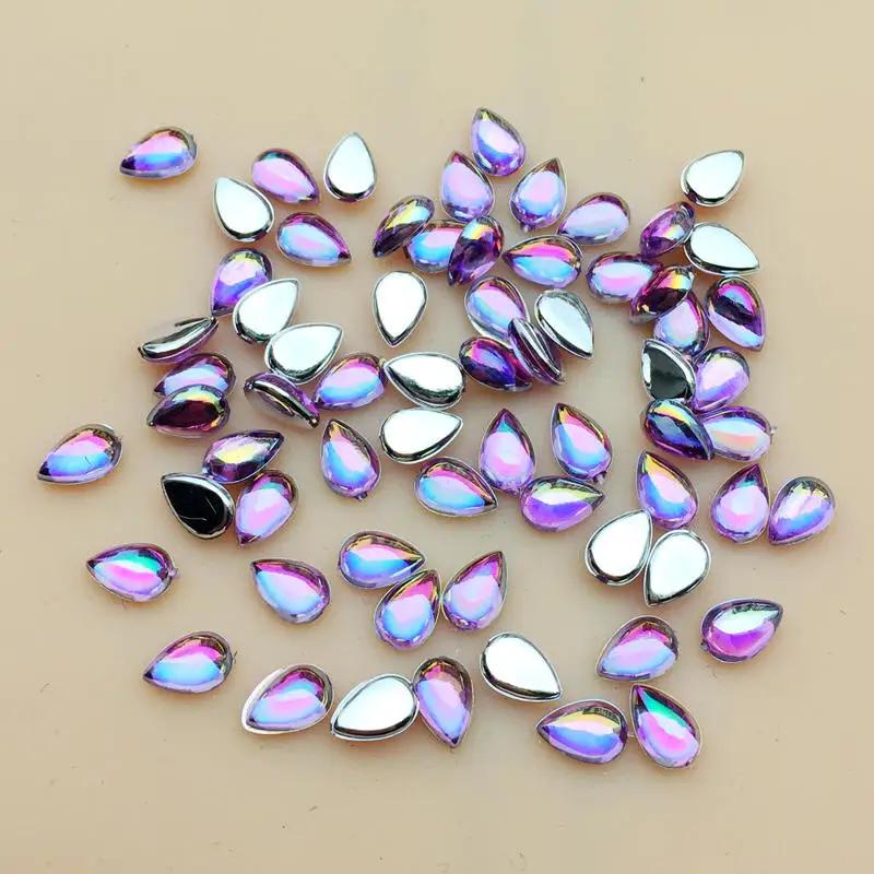 Glitter 200Pcs 4*6mm Glass Water Drop Rhinestones Flat Back Stones and Crystals For Nails Art Decorations Costume A56