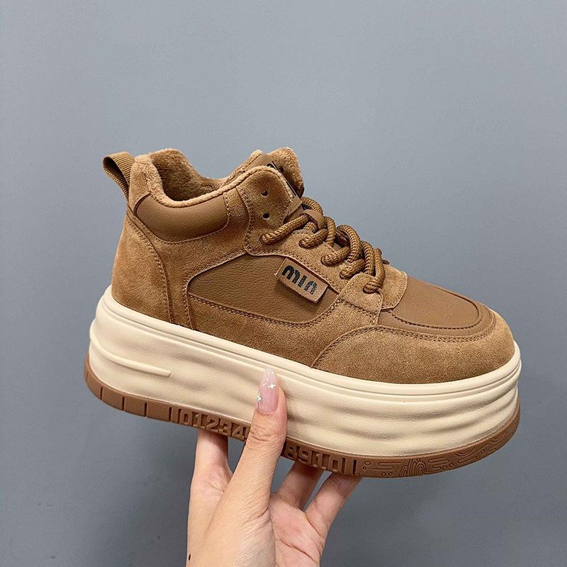 Women's shoes leather spring women's 2025 spring new versatile comfortable small inner height increase women's shoes casual shoes board shoes