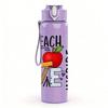 1PC Teach Love Inspire Letter Art 750ml Color Plastic Sports Water Bottle Leakproof Flip Straw Lid Suitable for Sports Office Home Use