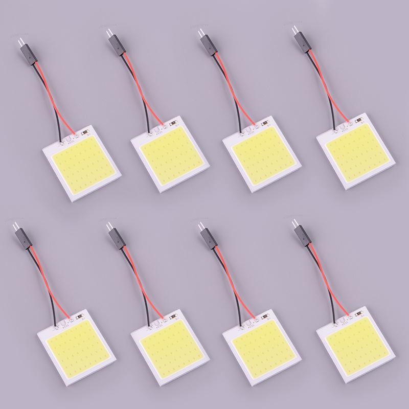 

Universal 8Pcs 12V 48 SMD COB White LED Panel T10 Car Interior Light Dome Map Reading Lamp Bulbs