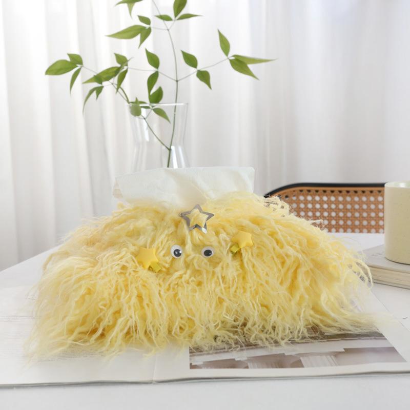 1Pc Polyester Fiber Plush Tissue Bag Table Napkin Boxes DIY with Little Hairpin Living Room Toilet Paper Cartoon Monster