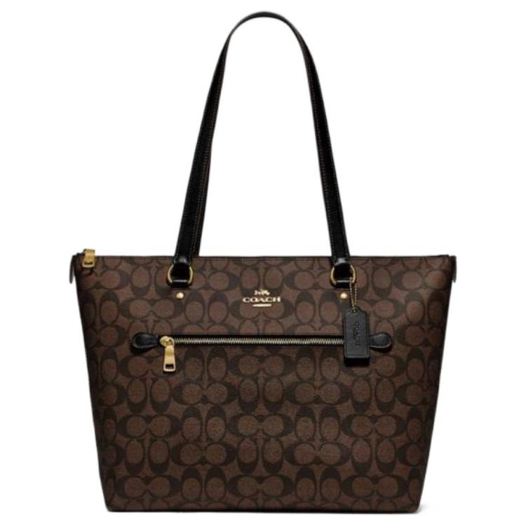 

Coach Gallery 32 Monogram Canvas And Leather Tote Bag Women tote Dark-Brown 79609-IMAA8 Gift Box Set (Basic Set+Yellow Box)