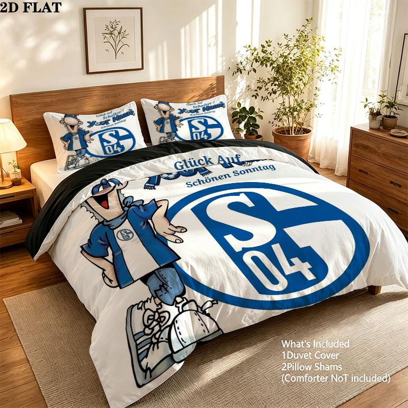 Schalke Fanartikel Benutzerdefinierter Namensmuster Bettwäsche Steppdecke Set Bettbezug Kissenbezug Heimgeschenk(1 Bettbezug + 2 Kissenbezüge, ohne Füllung)