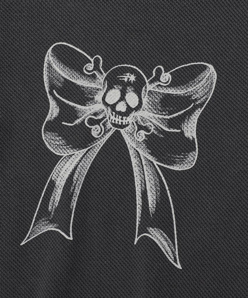 NICEGHOSTCLUB Skull Ribbon Waffle L/S Tee_Charcoal(Ng2Efut557A)