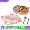 Edelstahl-Mittagessenbehälter mit Besteck 850/1500ml Mikrowellengeeignet Kaninchen Leicht zu reinigen 2/4/5 Fächer für Schüler für das Mittagessen