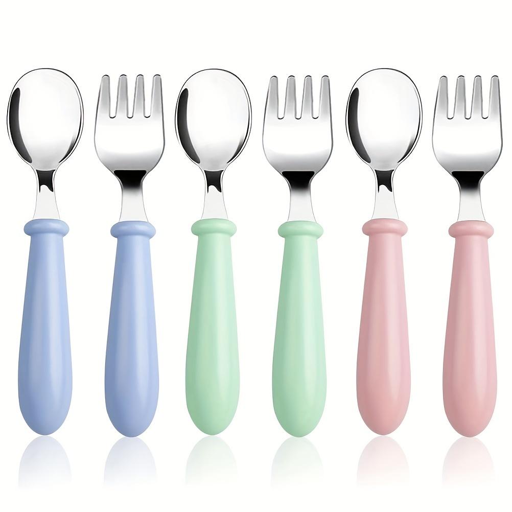 6 PCS Toddler Utensils Stainless Steel Fork And Spoon Safe Baby Silverware Set, Kid Safe Utensils Children s Flatware Kids Cutle