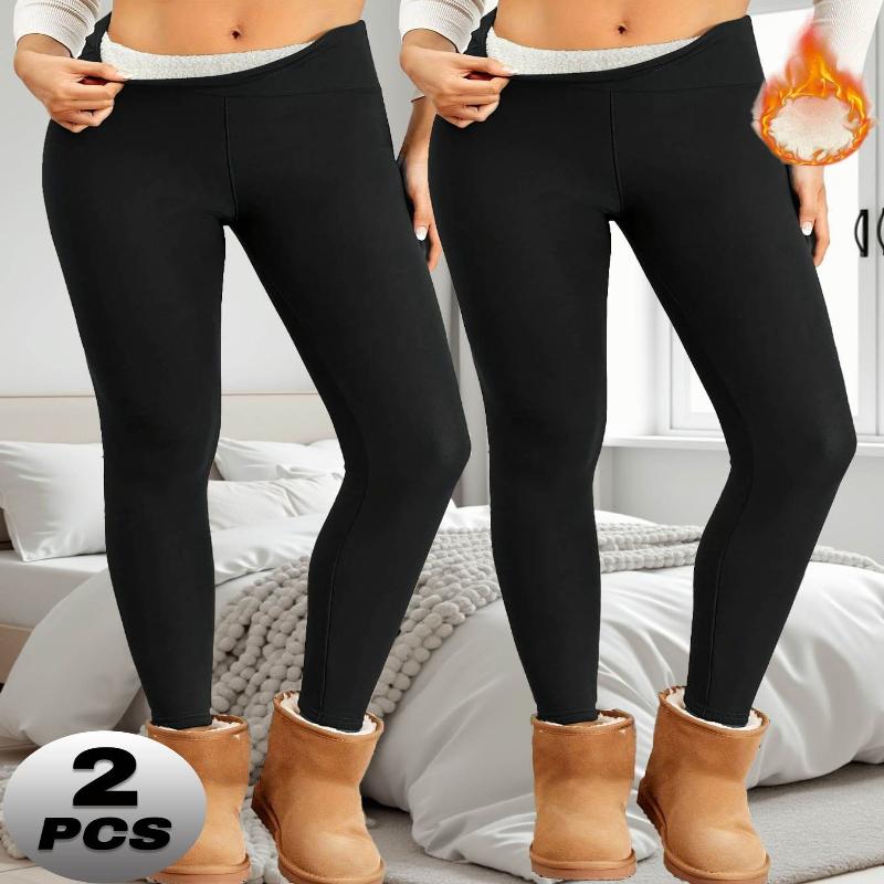 

2PCS Women s Fleece Lined Base Layer Pants, Thermal Soft Slim Fit Bottoms for Cold Weather XXL