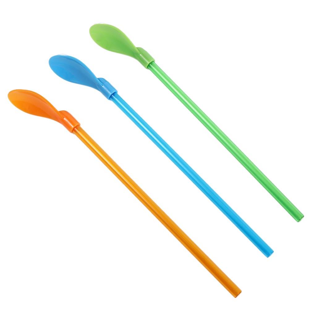 5Pcs 2 in 1 Plastic Spoon Straws Long Handle Ice Cream Spoon Stirring Spoon Milkshake Straws  Party