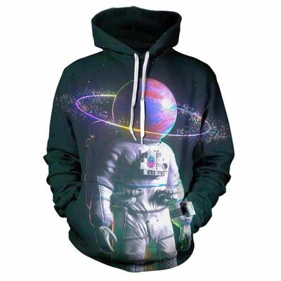 Moda masculina moletom planeta 3D impressão digital casual beisebol roupas soltas moletom com capuz