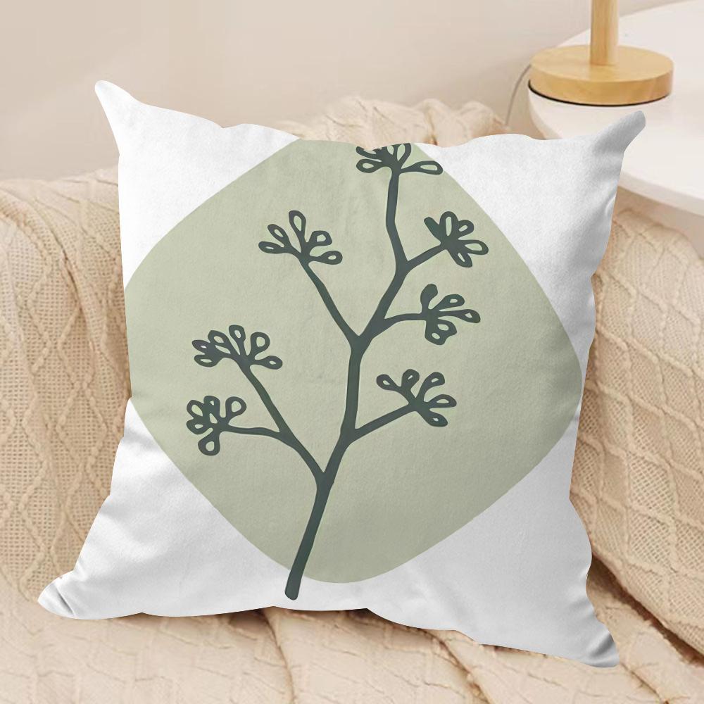 Minimalist Plants Cushion Cover Short plush Doublesided Print Square Throw Pillow Covers Sofa Home Cushion Decor