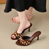 New Summer Women's Rivet Slippers Open Toe Slip-On Dress Slides Casual Party Street Style Shoes