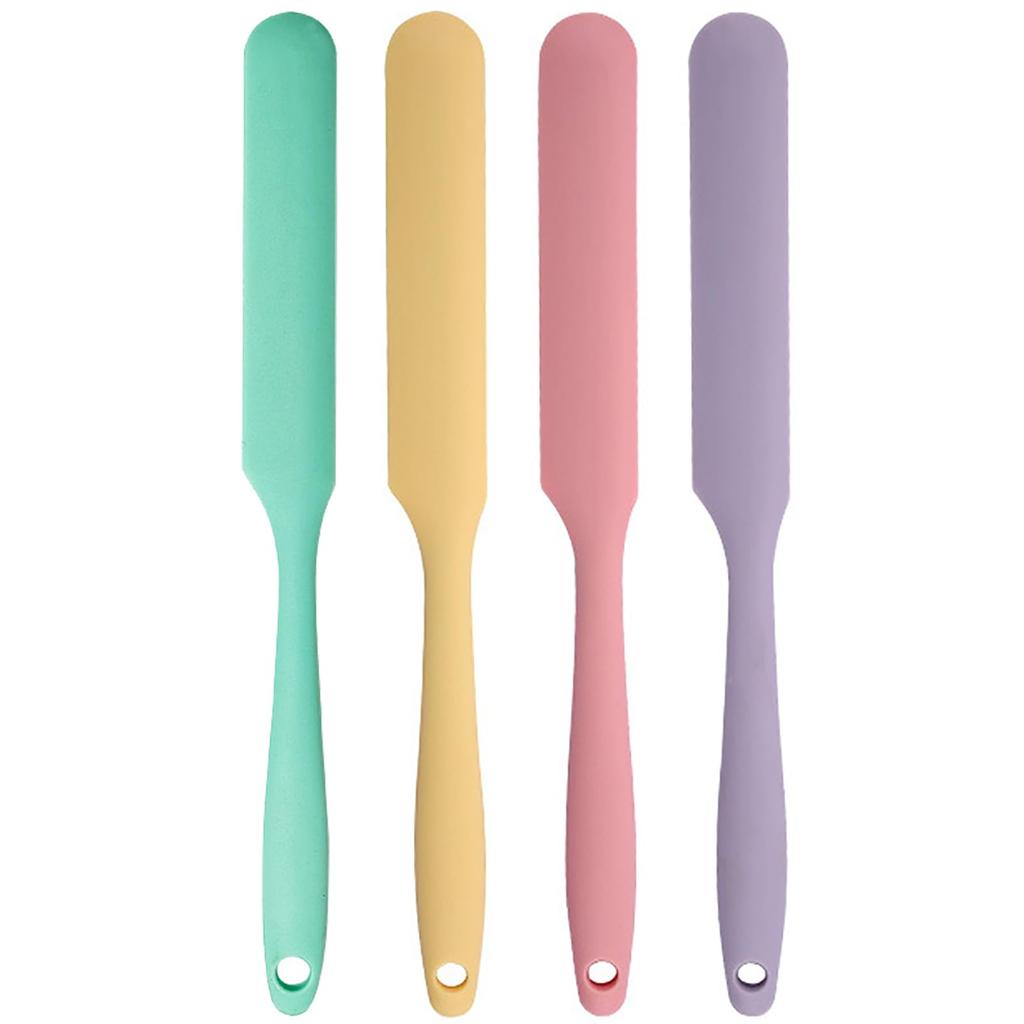 4 Pcs Silicone Jar Spatula Set - Long Handle Sourdough Scraper, Skinny Spatula for Jars, Bottles, and Containers, Non-Stick Heat Resistant Cake Cream