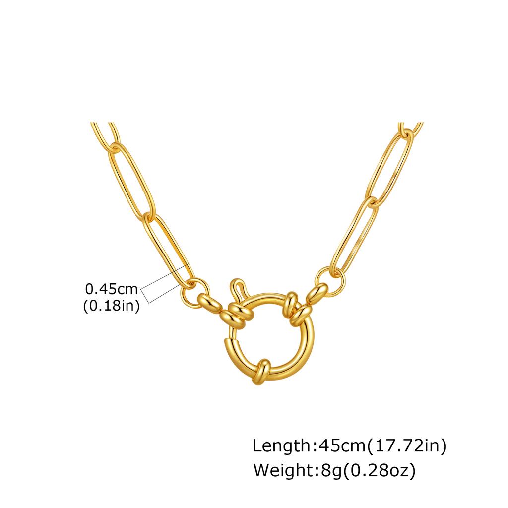18K Gold Stainless Steel Paperclip Chain Necklace Round Bubble Sailor Clasp Minimalist Necklaces Elegant Jewelry Gift for Women