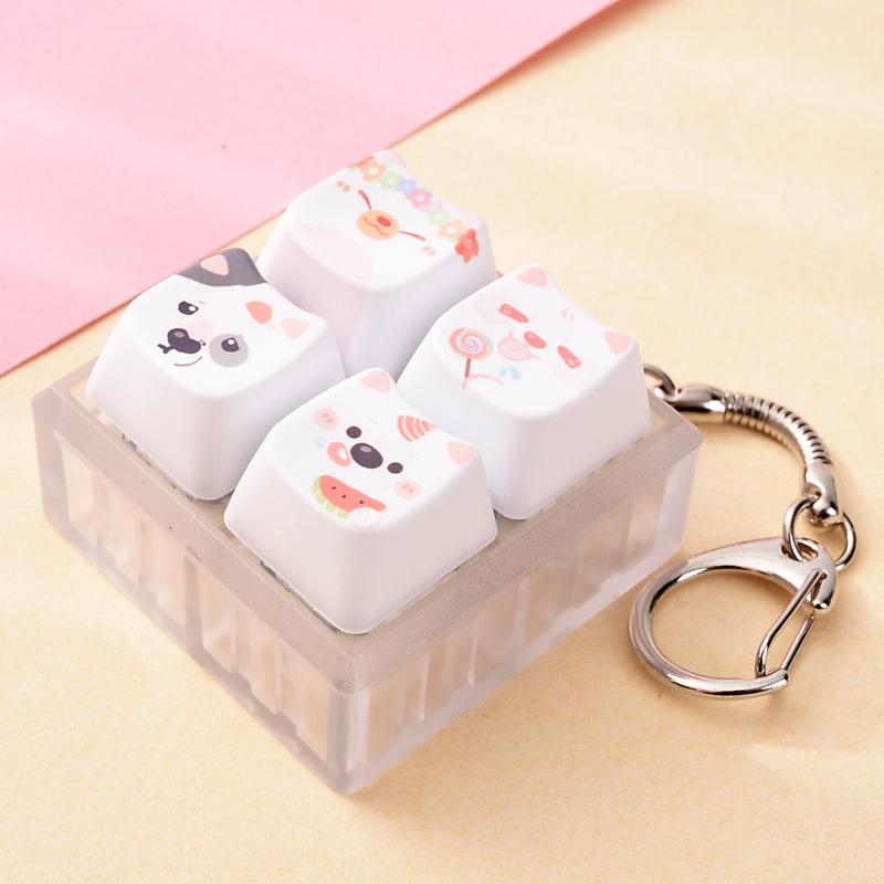 Cute Dog Squeeze Keychain Creative Stress Relief Fidget Pendant Mini Sensory Toy for Handbags Kids Party Gifts