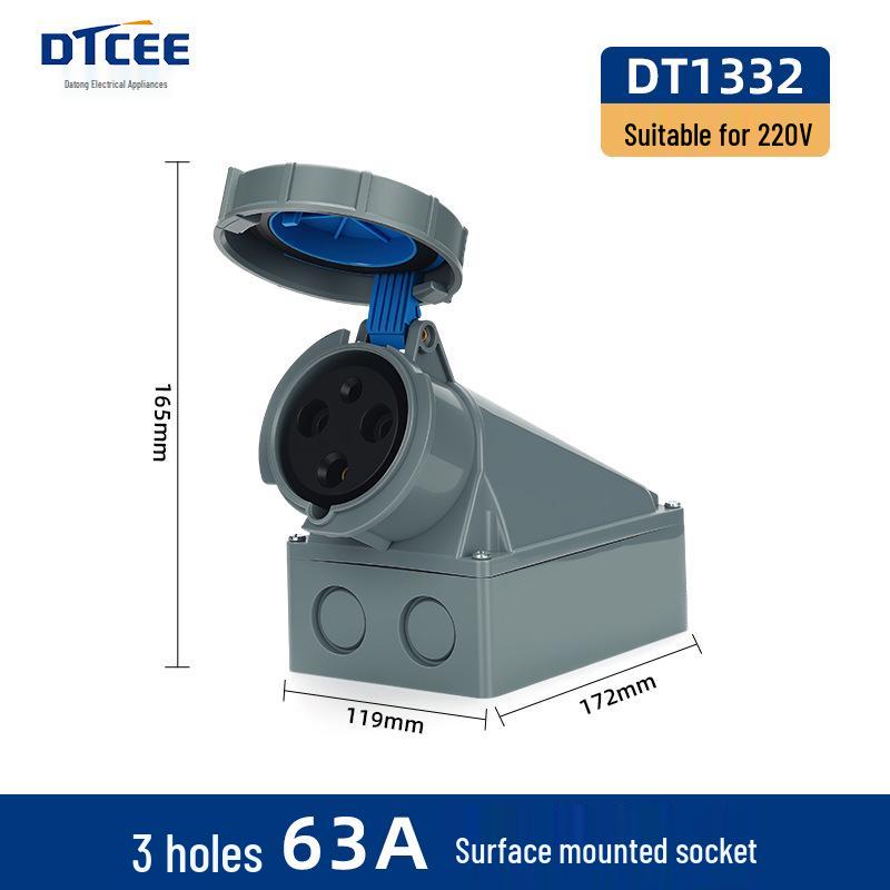 IP67 Three-Phase Industrial Plug Socket: 63A/125A, Waterproof, Aviation Plug, Male-Female, 3/4/5 Core.