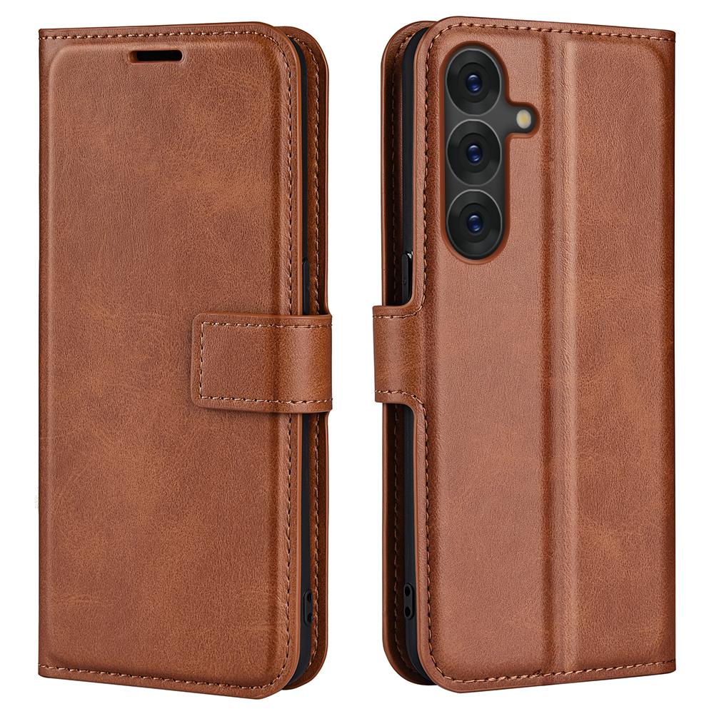 For Samsung Galaxy S25+ Stand Case Anti-Scratch Calf Texture Leather Phone Cover