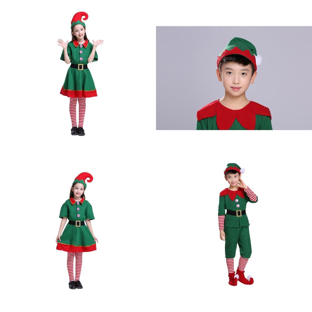 Delightful Christmas Elf Cosplay Costume Couple Outfit For Fancy Dress Xmas Party Role Play