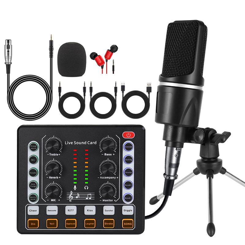 X1 English Sound Card Kit: Desktop Tripod, Mobile/PC Compatible for Live Broadcast, Singing, and Recording