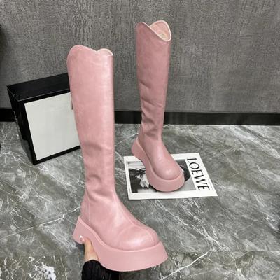 Women Platform Knee-high Boots Winter New Gladiator Fashion High Motocycle Boots Female High Heels Trend Chelsea Boots 2024