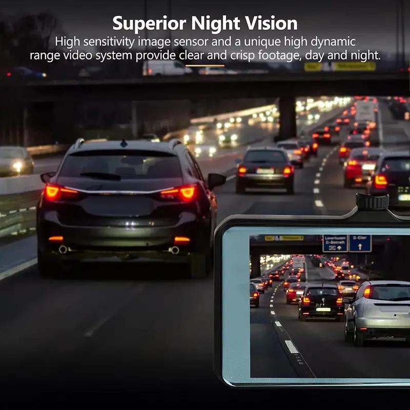 Dash Cam 1080P Dual Lens DVR Car Driving Recorder 4 Inch LCD Screen 170° Wide Angle, G-Sensor, WDR, Parking Monitor, Loop Recording, Motion Detection