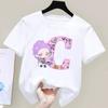 K Pop Demonjegere Barn Bomulls-t-skjorte Tegneserie Bokstav A-Z Kortermet T-skjorter Jenter Fritid Rund hals Topp Sommer Barneklær
