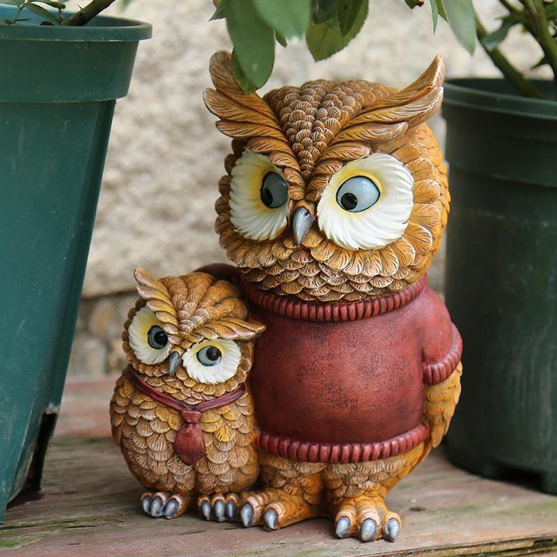 Creative Owl Miniature Figurine Resin Craft for Outdoor Fairy Garden Cute Animal Home Decor Accessory
