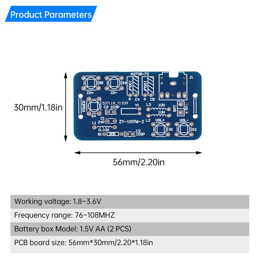 76-118MHz FM Radio DIY Kit Wireless FM Transmitter and Receiver Module Frequency Modulation Soldering Practice Project Stereo