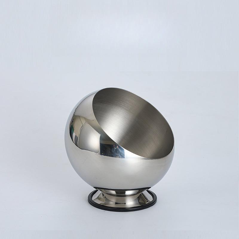 

Korean Style Stainless Steel Mixing Bowl Creative Oblique Rim Sauce Container Restaurant Buffet Serving Dish Portable