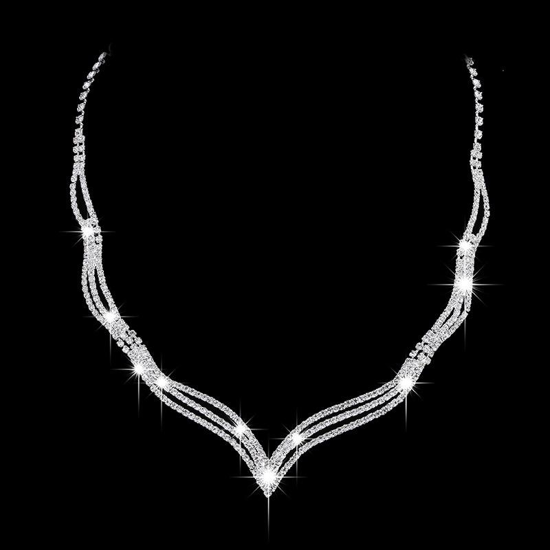Bridal Jewelry Delicate Ol Claw Chain Rhinestone Fox Tail Necklace, Earrings Set 472