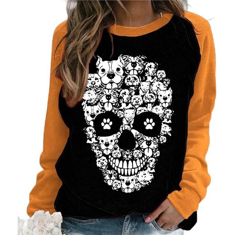 Halloween Sweatshirts Horror Skull Ghost 3D Print Hoodies Women Long Sleeve Tops Female Clothing
